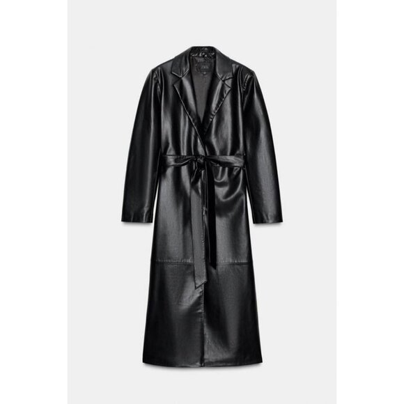 ZARA FAUX LEATHER COAT WITH DETACHABLE COLLAR - Picture 11 of 11